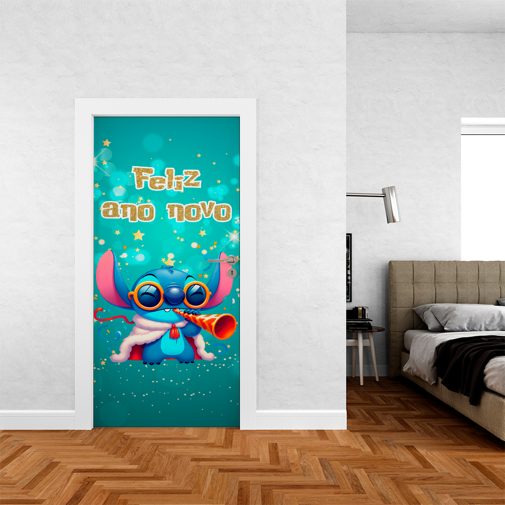 Capa De Porta de Casa Em Tecido Decoração  Virada do Ano  Réveillon 2026 Contagem Ano Novo |Tam: 0,85x2,10m Veste Fácil.
