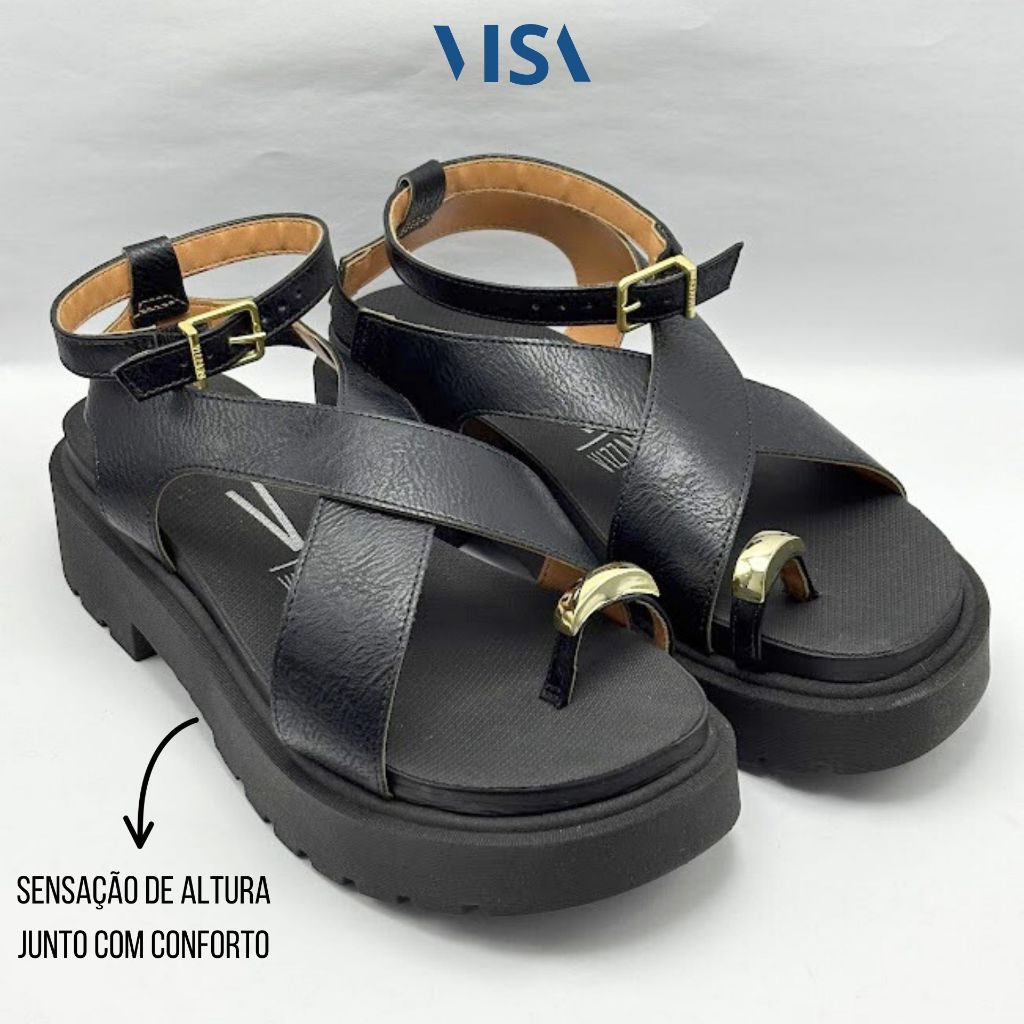 Sandália Papete Vizzano Plataforma Rasteirinha Solado Alto Estilosa Confortável Leve  Envio Imediato