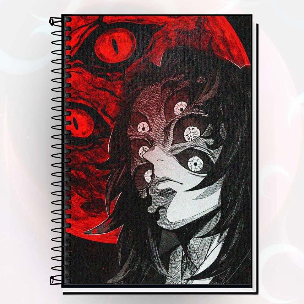 Caderno Kokushibo | Design Inspirado em Kimetsu no Yaiba | 1, 10, 15 ou 20 Matérias | Linha Otaku Exclusiva em Oferta na Shopee