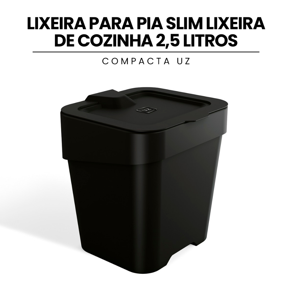 Lixeira Para Pia Slim Lixeira de Cozinha 2,5 Litros Compacta Uz