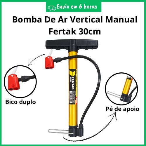Bomba Ar Manual Portatil Encher Pneu Bicicleta Carro Moto 30cm Fertak
