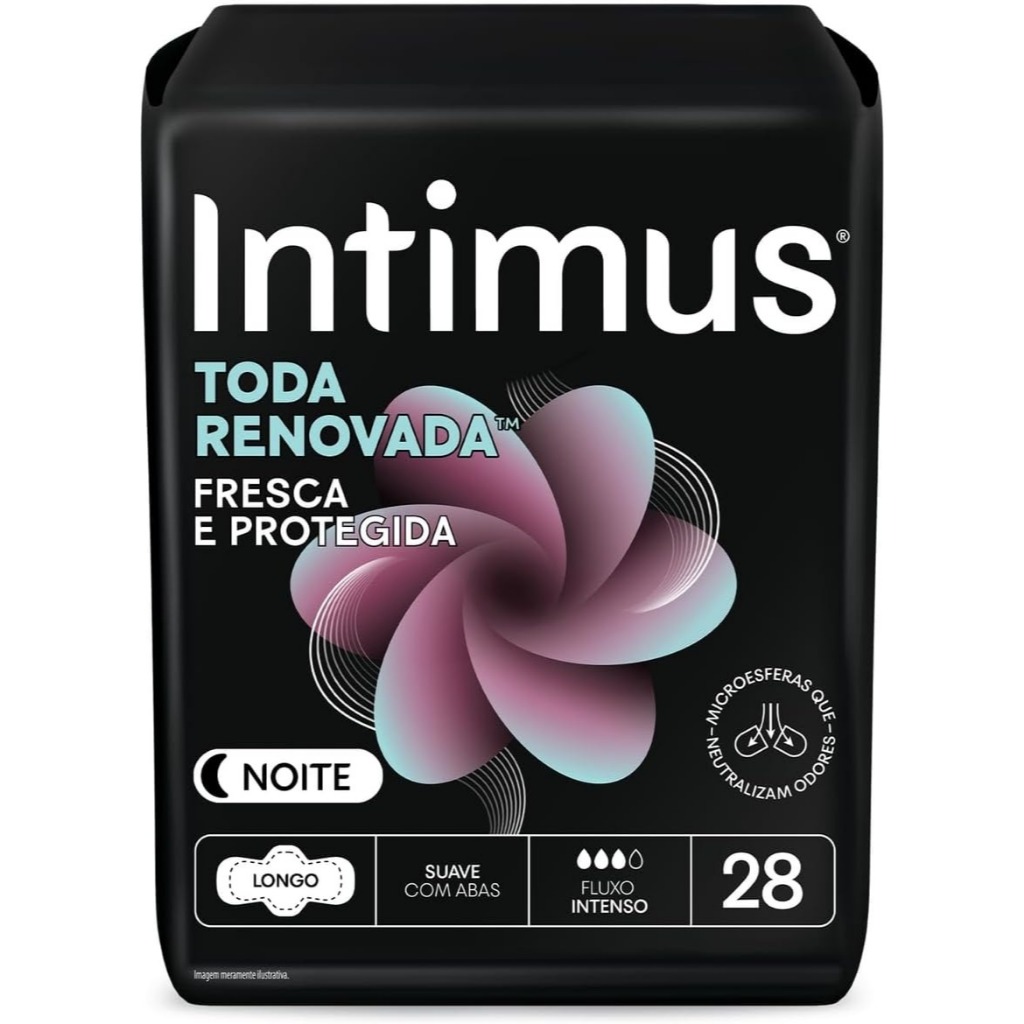 Absorvente Intimus Noturno Fluxo Intenso Extra Suave Com Abas 28 Unidades em Oferta na Shopee
