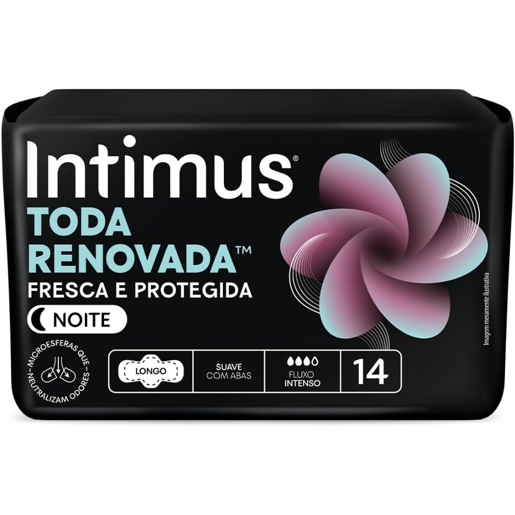 Absorvente Intimus Noturno Fluxo Intenso Extra Suave com Abas 14 Unidades