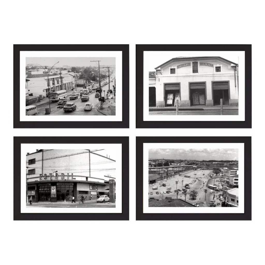 Kit 4 Quadros Osasco Decoração Cidade Foto Antiga Retrô Moldura