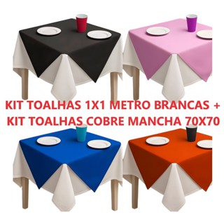 Kit Toalhas de mesa festa TNT 1x1m + 10 Cobre Mancha 70x70cm Para Decoração De Festas casamentos em Oferta na Shopee