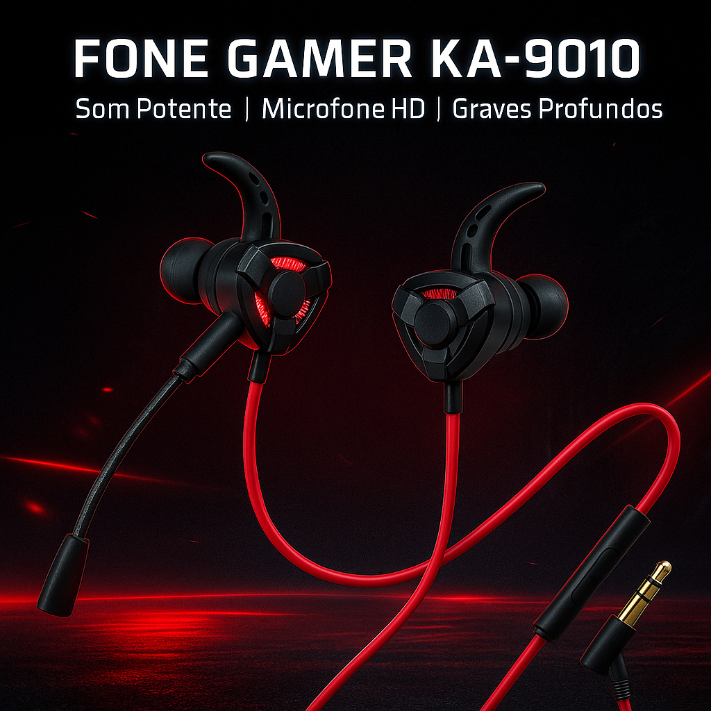 Fone Gamer KA-9010 Com Microfone  Som Potente, Graves Profundos Design Esportivo Fone para Jogos em Oferta na Shopee