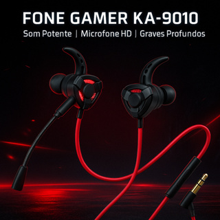 Fone Gamer KA-9010 Com Microfone  Som Potente, Graves Profundos Design Esportivo Fone para Jogos em Oferta na Shopee