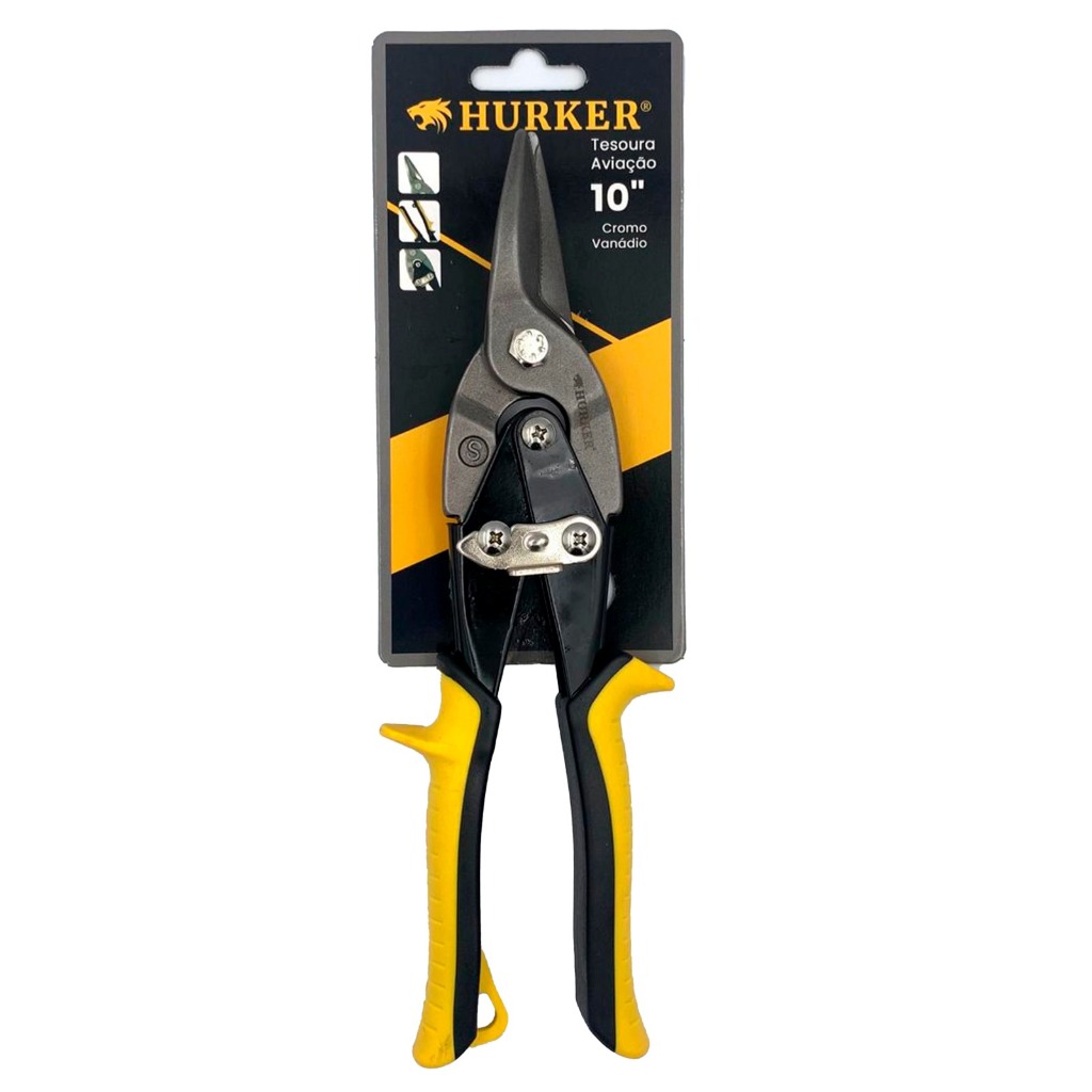 Tesoura Aviação Para Chapa Corte Reto 10" Hurker em Oferta na Shopee