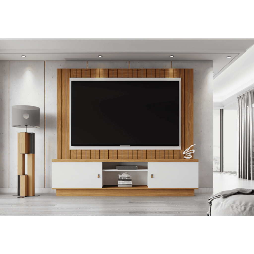 Painel Ripado Home Santos para TV até 75” com Rack Bancada Sala Moderna em Oferta na Shopee