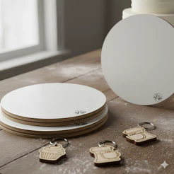Cake Board 21 cm KIT com 25/50/100 unidades Branco Mdf 3mm Tabuleiros Confeitaria base para bolo frios cakeboard