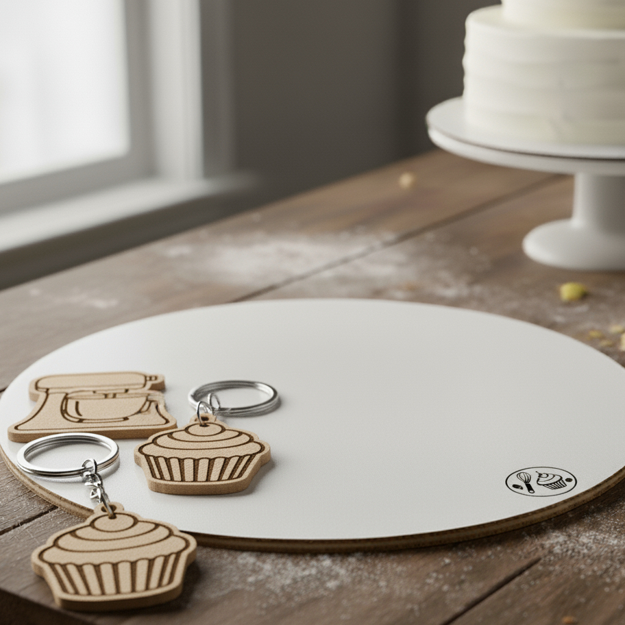 Cake Board 25 cm KIT com 25/50/100 unidades Branco Mdf 3mm Tabuleiros Confeitaria base para bolo frios cakeboard
