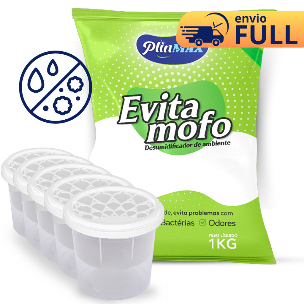 1kg + 5 Potes Cloreto De Calcio - Anti Mofo Refil em Oferta na Shopee