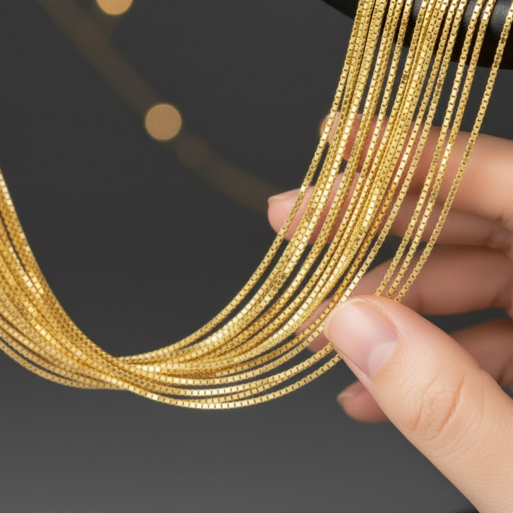 [ SEMI JOIA ] Corrente Feminina 45cm Delicada Cordão Veneziana Banho Ouro 18k Acessórios Femininos