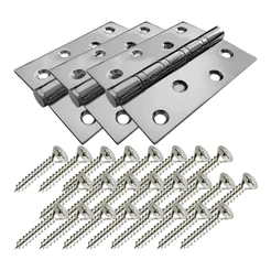 Kit 3 Dobradiças 4” Inox 304 – Escovada com Rolamento Axial | Alta Durabilidade | Com Parafusos