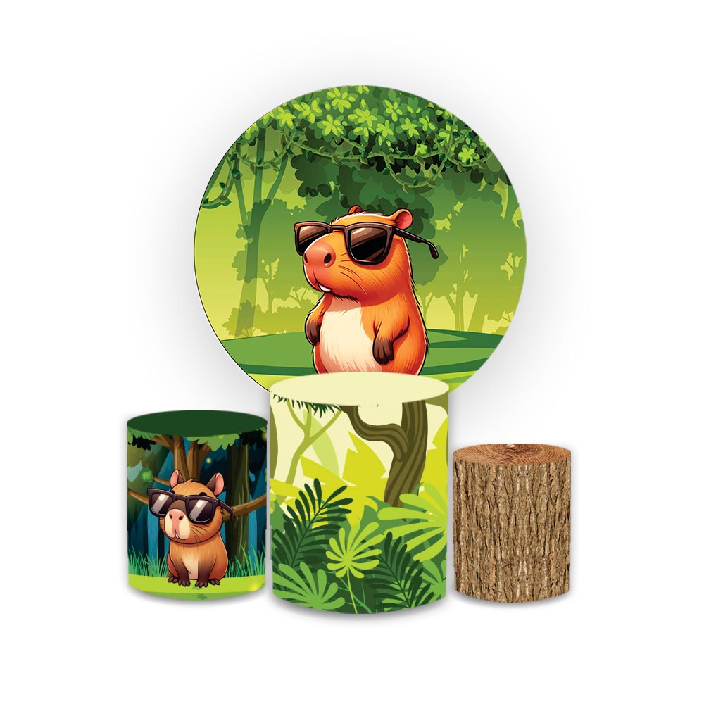 Kit Painel + Capas de Cilindros vest facil Tema Capivara Stilo aniversario festas em Oferta na Shopee