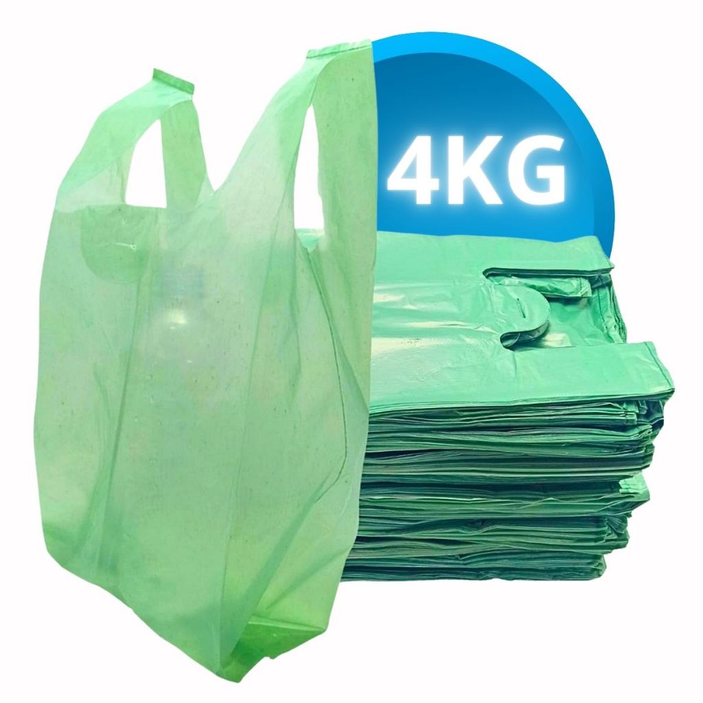Sacola Reciclada Verde Mercado Padaria Pacote Com 4Kg
