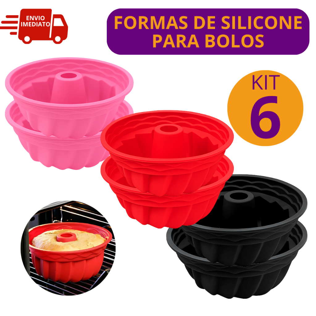 Kit com 6 Formas Para Bolo Assadeira Antiaderente Para Cozinha Confeitaria Padaria Forno Freezer