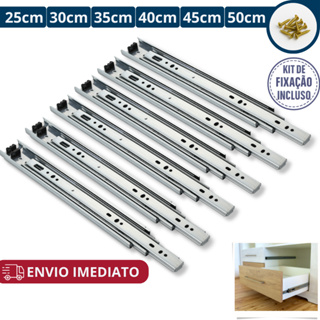 Kit 6 Corrediças Telescópicas Light Gaveta Aço Trilho Com Parafusos 25cm 30cm 35cm 40cm 45cm Leve em Oferta na Shopee