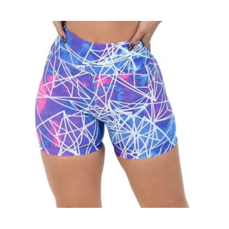 Bermuda Feminina Fitness Meia Coxa em Suplex Estampado Short Cós Alto Ideal para Academia e Esportes em Geral.