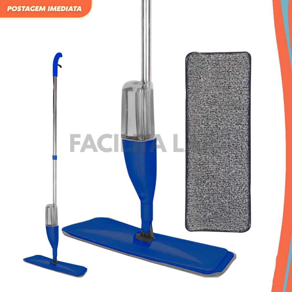 Mop com Spray, Reservatório e Base de Microfibra 360° – Limpeza Prática e Sem Esforço