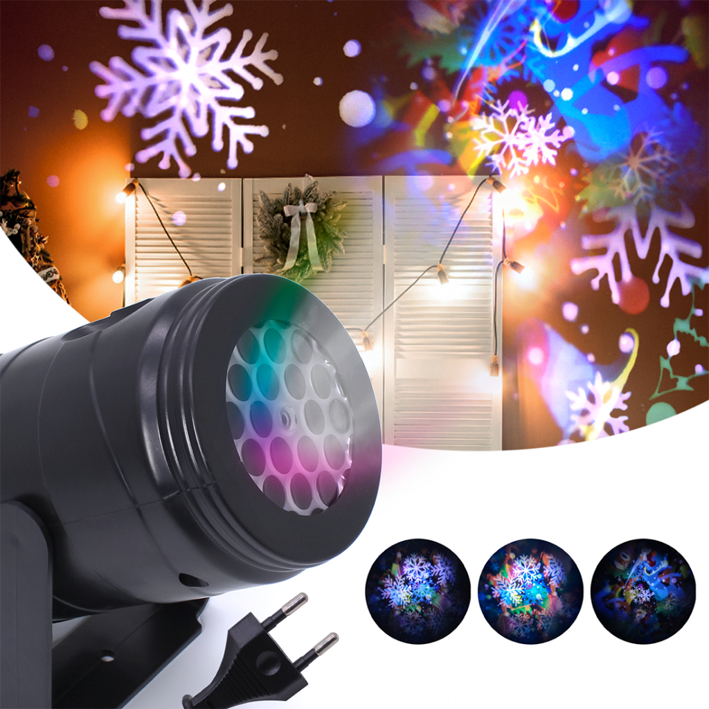 Projetor Led Decoração Natal Desenhos Natalinos Laser Jardim 886 Neve