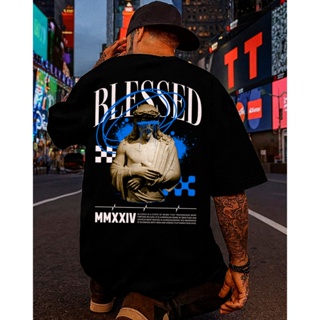 Camiseta Streetwear Masculina Oversized Blessed Estatua Camisa Alta Qualidade Premium Unissex Básica em Oferta na Shopee