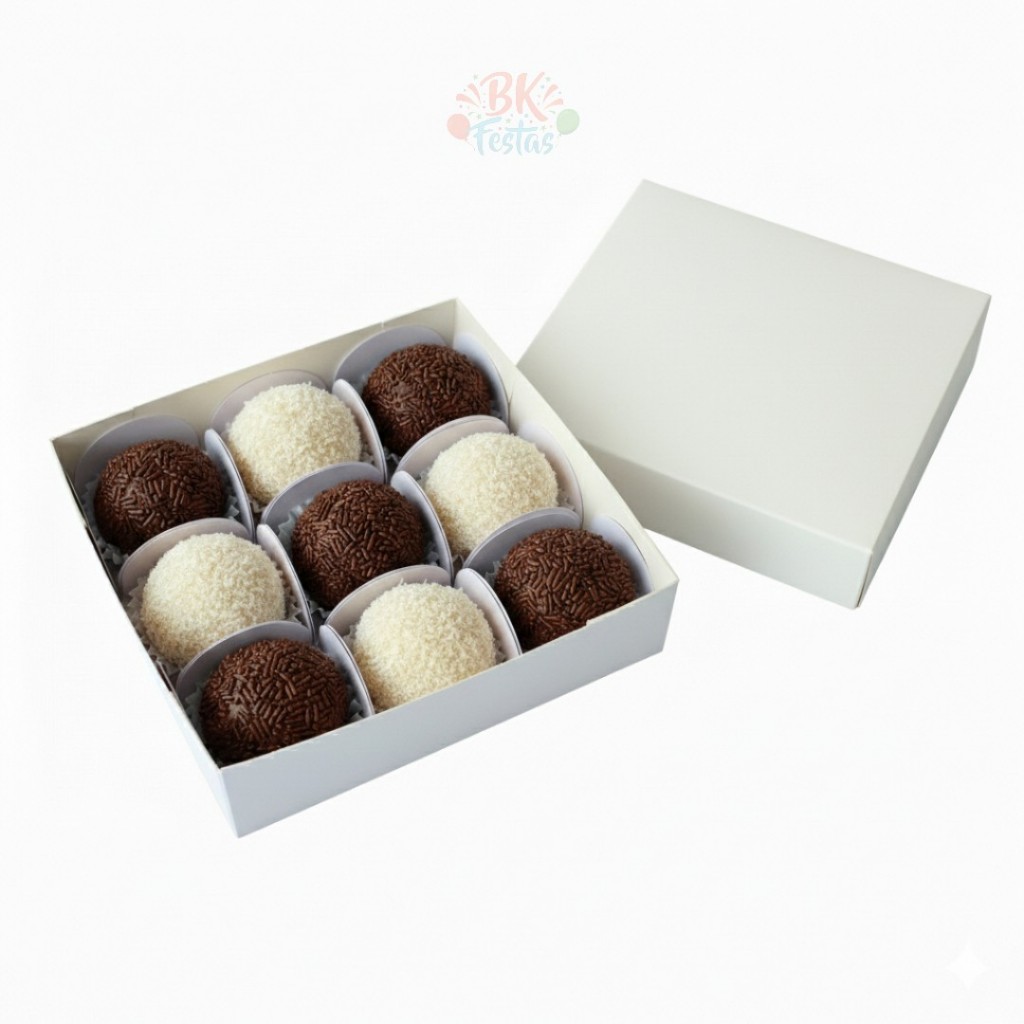 CAIXA DE DOCE C/ 10 UN. TAM G sem visor + FORMINHAS - 9 DOCINHOS - EMBALAGEM P/ DOCES, LEMBRANCINHAS, VARIAS UTILIDADES