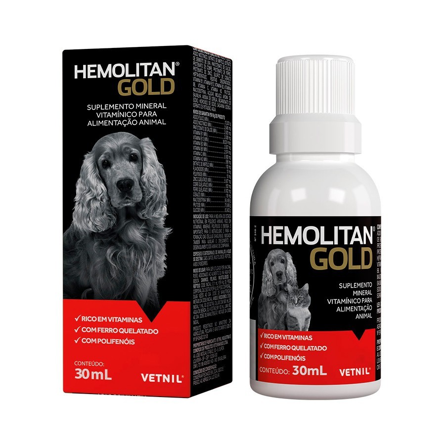 Hemolitan Gold Suplemento Vitamínico Pra Animais 30ML Vetnil em Oferta na Shopee