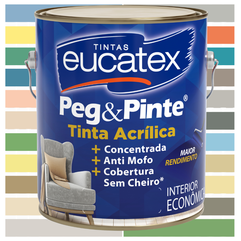 Tinta Acrílica Peg Pinte Econômica Antimofo Parede Teto Eucatex 3,6L