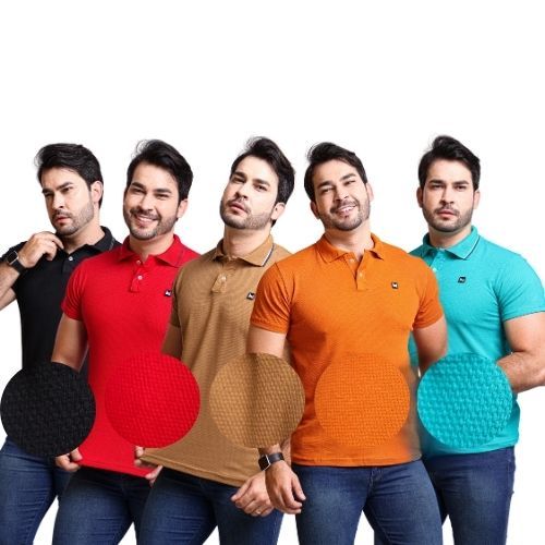 Camisa Casual Polo Texturizada Em Malha Favo Moda Masculina Premium Esportiva em Oferta na Shopee