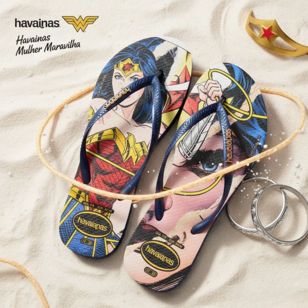 Chinelos Havaianas Mulher Maravilha Azul Original Estilo e Conforto