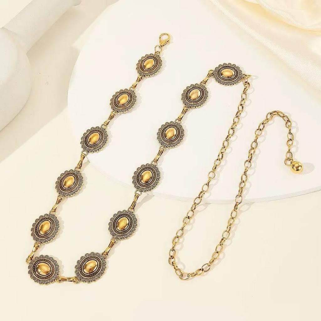 Corrente Moda Olho Cinto Dourado Prata Estiloso Acessório Feminino Moda Influencer