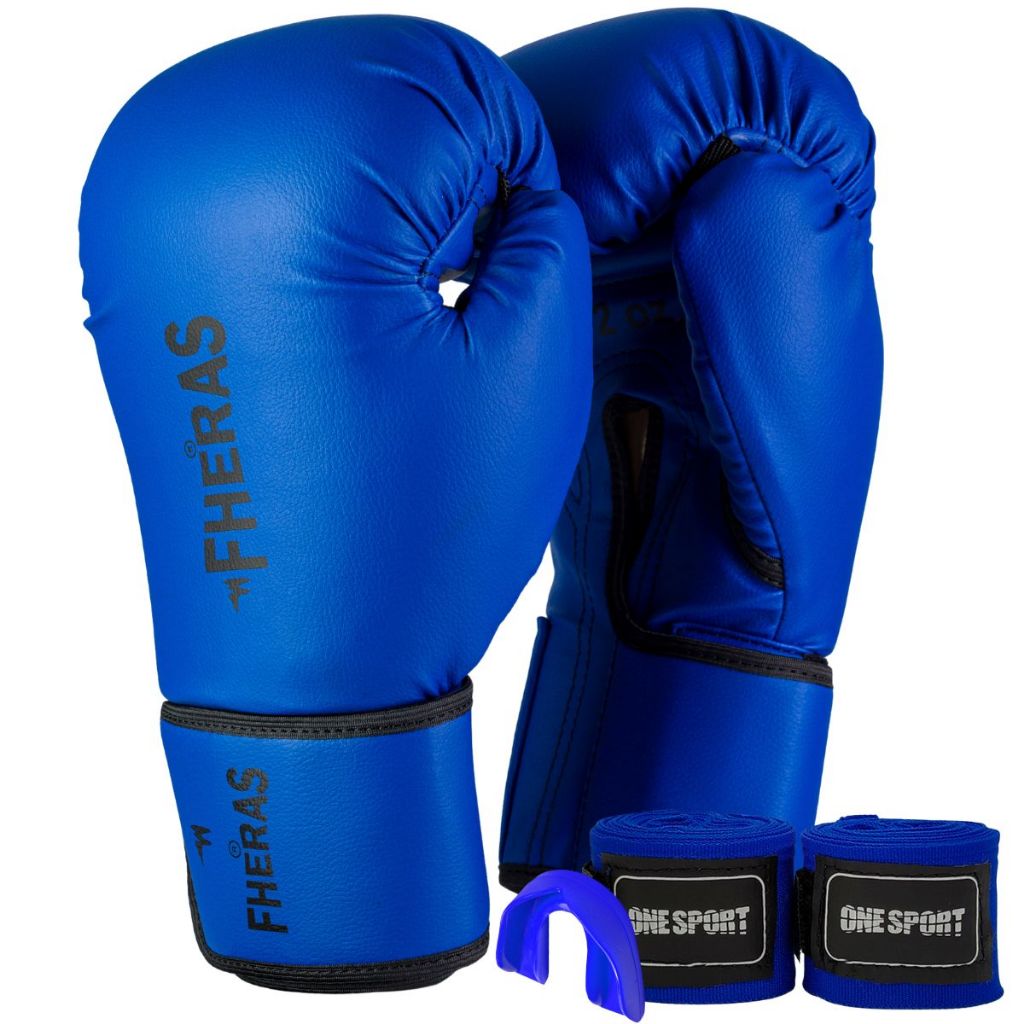 Kit Boxe Muay Thai Luva Fheras + Protetor Bucal + Bandagem 2,5 metros em Oferta na Shopee