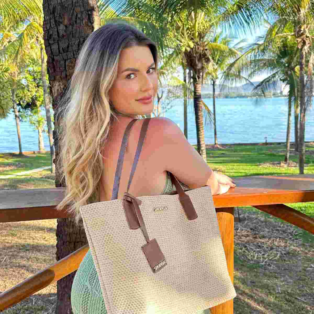 Sacola de Praia Feminina Bolsa Grande Shopbag Califórnia Palha em Oferta na Shopee