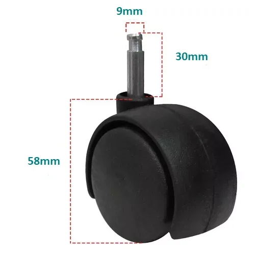 Rodizio rodinha preta 50mm 193-13 para cadeiras poltronas