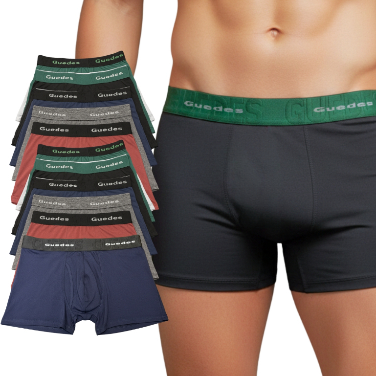 Kit 10 Cueca Boxer Box Guedes Adulto em Microfibra Premium