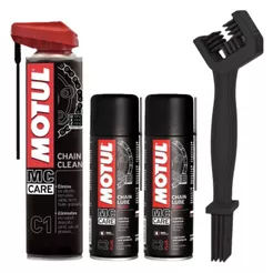 Kit Motul Limpa e Lubrifica Correntes C1 + C2 + Escovinha de Limpeza
