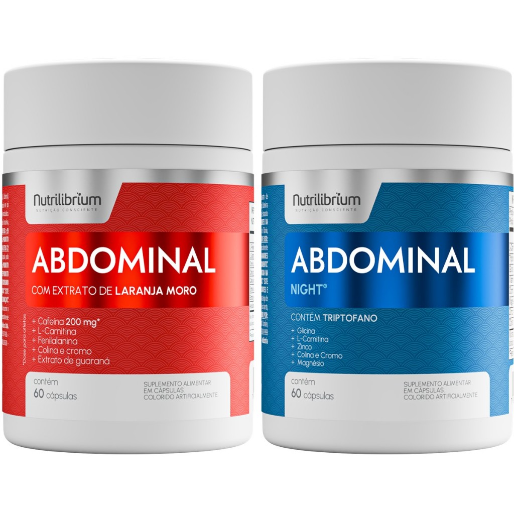 Kit Abdominal Dia Cafeína Cromo + Abdominal Noite Triptofano Magnésio Nutrilibrium em Oferta na Shopee