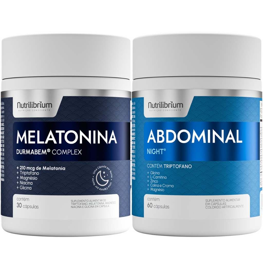 Kit Melatonina 30 Caps + Abdominal Noite Triptofano Magnésio 60 Caps Nutrilibrium em Oferta na Shopee