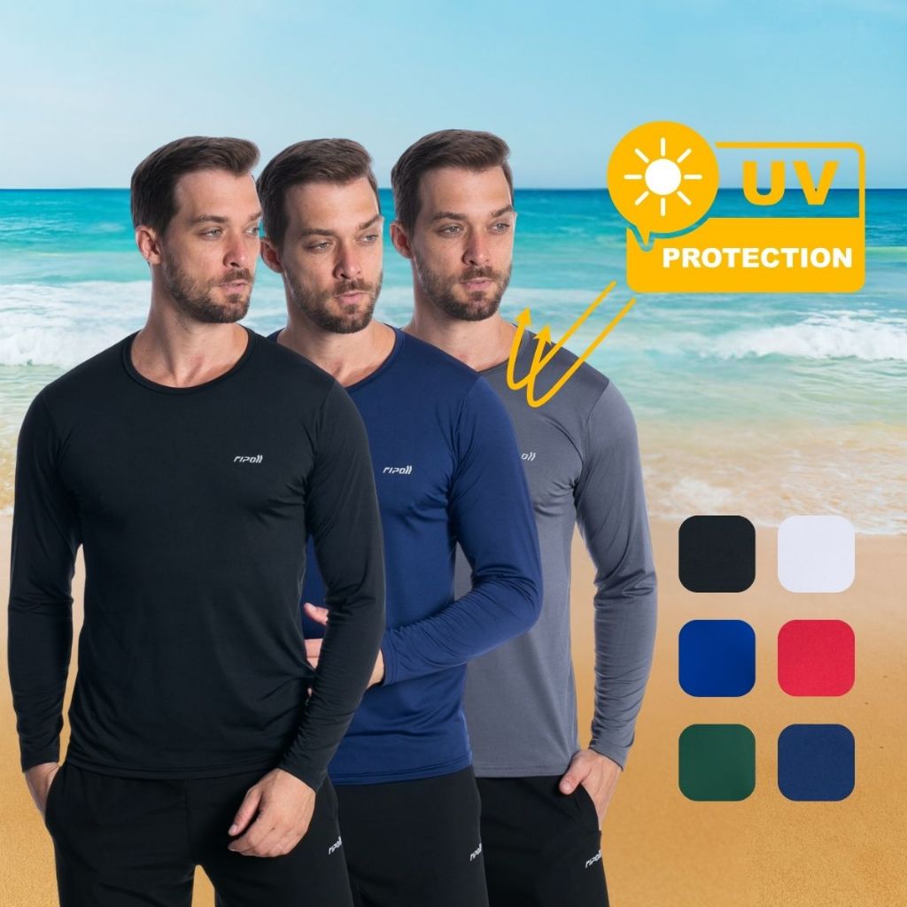 Camisa Camiseta Masculina Manga Longa Proteção Solar Uv Segunda Pele Malha Fria Praia Academia
