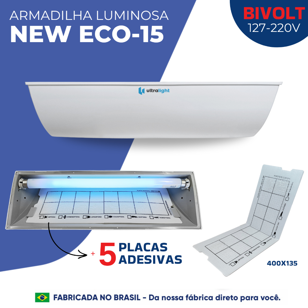 Armadilha Luminosa Mata Mosca Mosquito Insetos + 5 Refis Nf