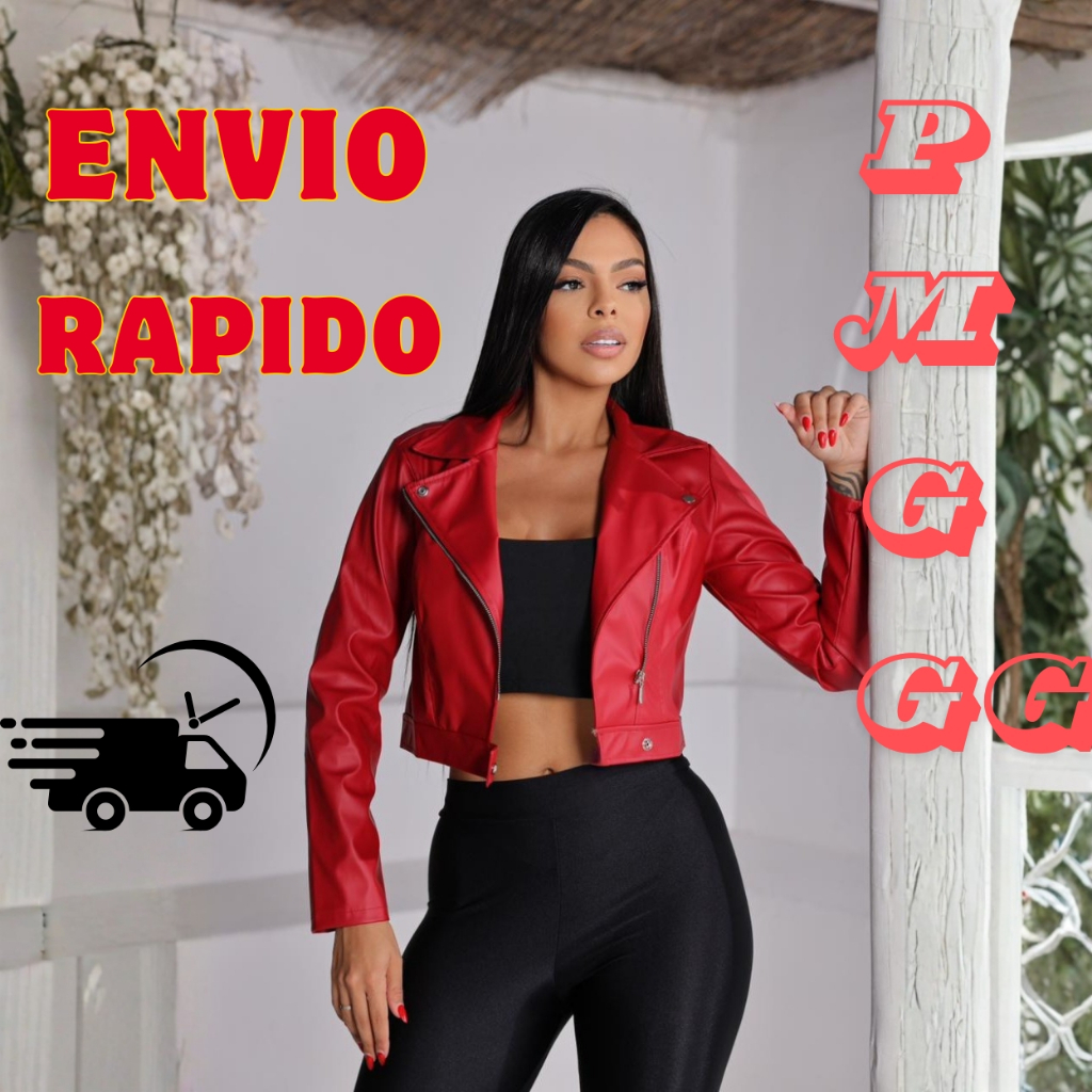 JAQUETA FEMENINA DE COURO ECOLOGICO CASUAL TENDENCIA