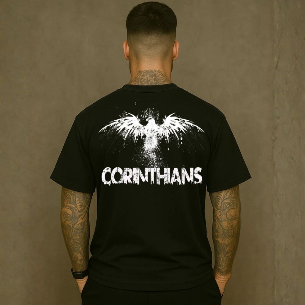 Camiseta Unissex com Estampa de Águia Timão Camisa Personalizada Time Futebol