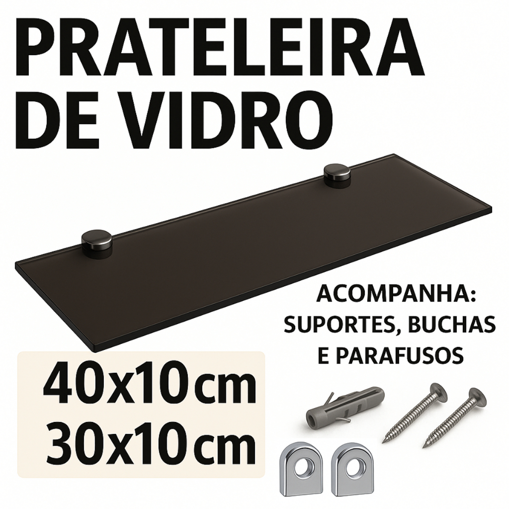 Prateleira de Vidro Fumê Porta Shampoo/Tempero 6mm Lapidado em Oferta na Shopee
