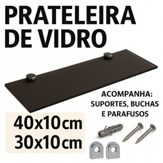 Prateleira de Vidro Fumê Porta Shampoo/Tempero 6mm Lapidado em Oferta na Shopee