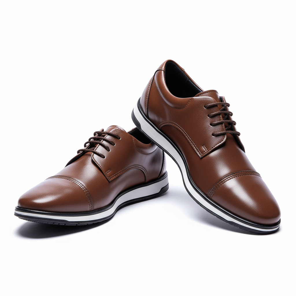 Sapato Social Marrom Masculino Oxford Derby Elegante e Casual Atemporal Confortável Leve Macio