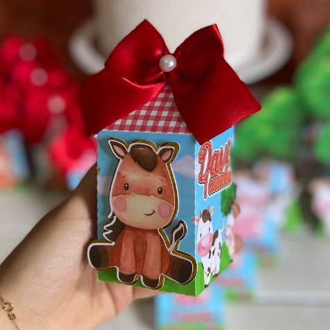 Caixa Milk Fazendinha Vermelha (PEGUE E MONTE) Personalizados Lembrancinha Mesversario Aniversários