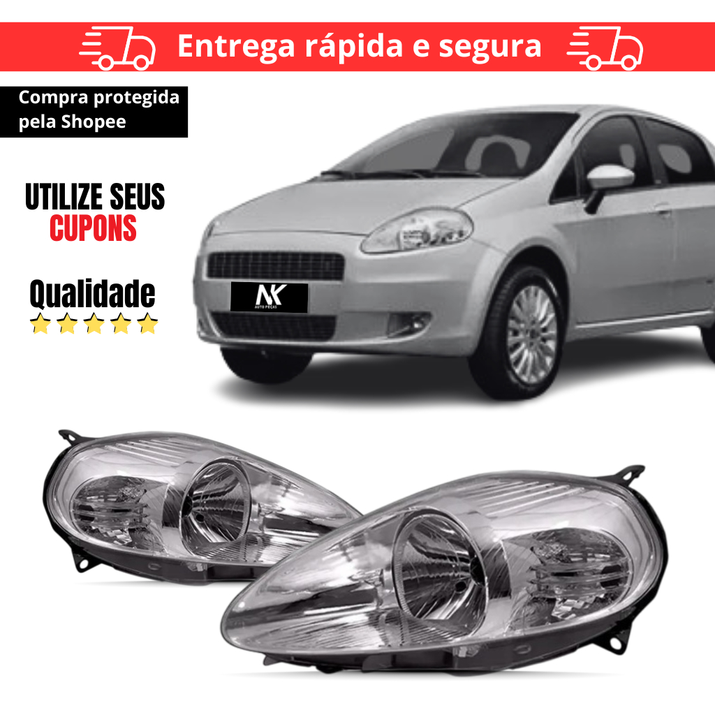 Par Farol Principal Punto 2007 2008 2009 2010 2011 2012 em Oferta na Shopee