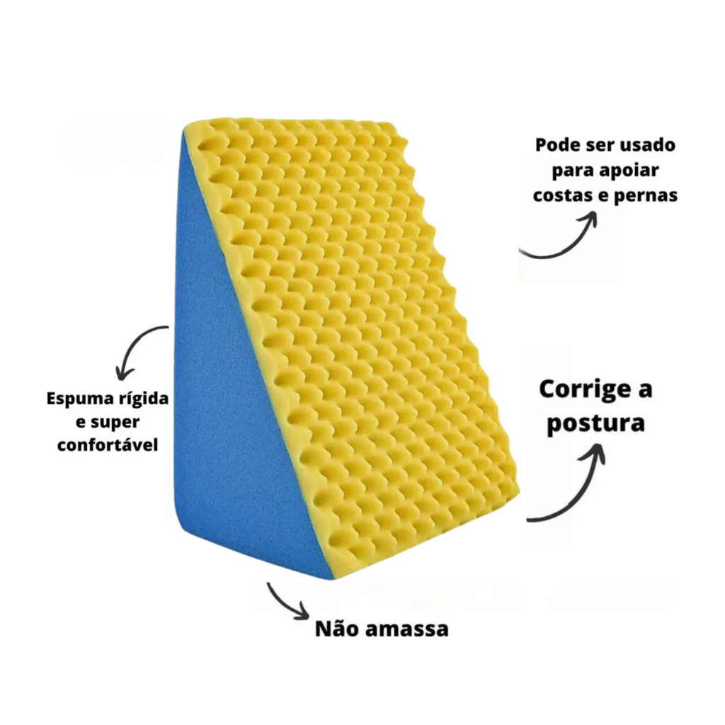 Encosto Triangular Terapêutico Travesseiro - Multiuso - Amarelo e Azul