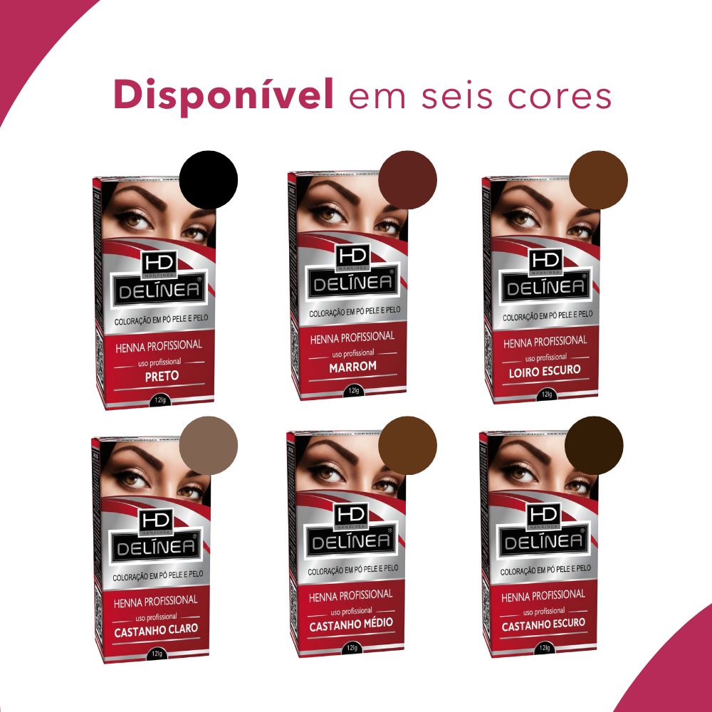 Kit Henna Delinea para Sobrancelhas Profissional 1.25GR e Solução 10ml Tom Natural em Oferta na Shopee